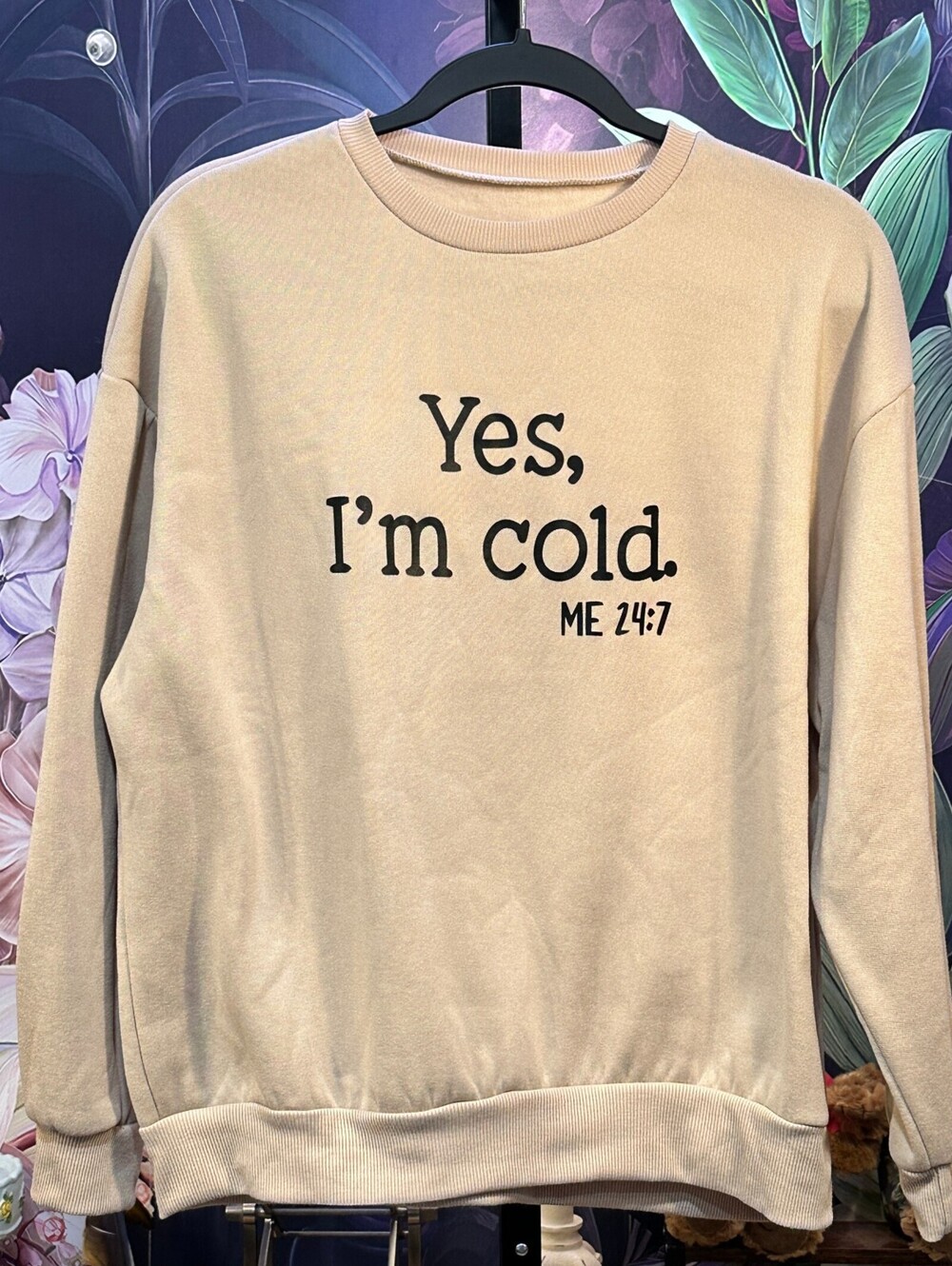 SHEIN M Graphic Sweatshirt Indie Twee Normcore Streetwear Yes Im Cold Beige